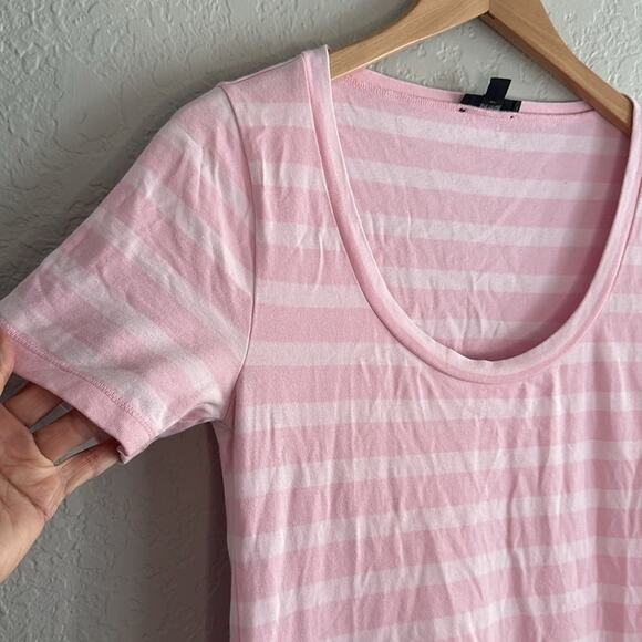 J Crew Midi T-Shirt Dress Ballerina Pink Stripe Preppy Vacation Minimalist BG216 - Picture 5 of 7